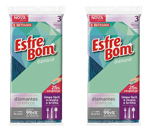 Esponja Multiuso Esfrebom Bettanin Diamond C/6 Unidades 0