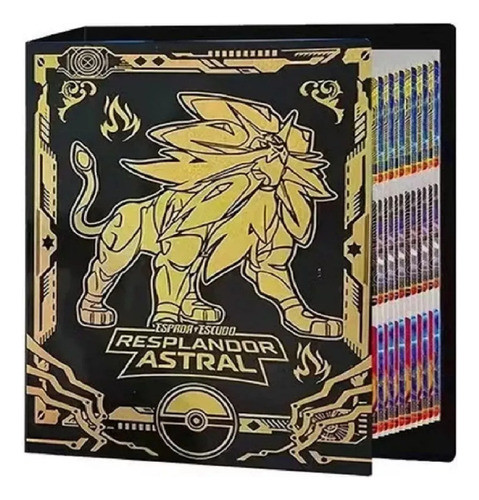 PokemonSHop Album Pasta Solgaleo Gold Porta 432 Cartas Pokemon + 25 Card