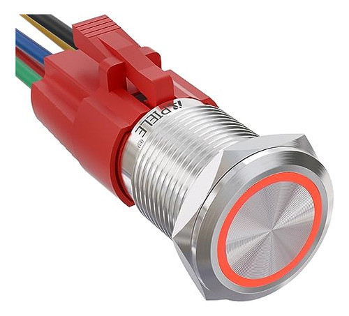 Boton Interruptor Iluminado 12v Dc On/of 16mm Silver/rojo 0
