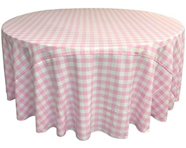 Mantel Redondo A Cuadros De Poliéster La Linen, 120 Pulgadas 0