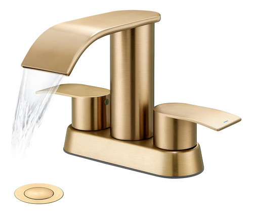 Canilla Lavatorio Cascada 3 Agujeros 2 Manijas Champagne 0