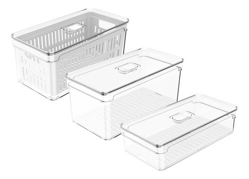 Kit 3 Caixas Organizadoras De Geladeira Transparentes Armaze 0