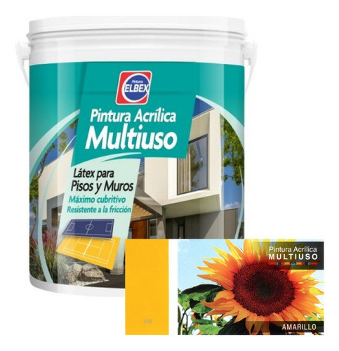 Pintura Multiuso,pisos,exterior,interior.4lt. Amarillo Elbex 0