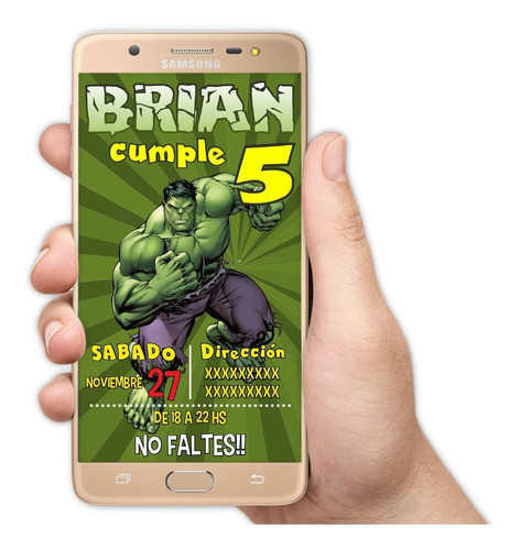 Invitaciones Digitales Personalizadas Hulk 0