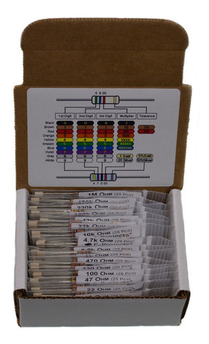 400 Resistencias 16 Valores 10 Ohm - 1m Ohm 1/2w 0