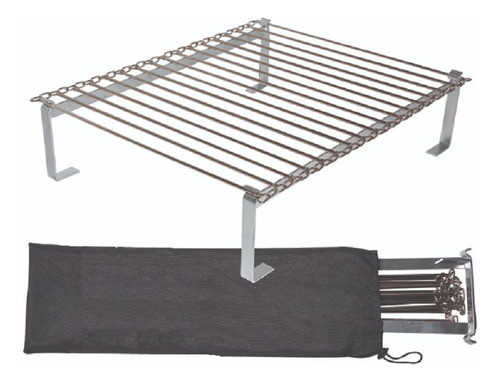 Parrilla Plegable Camping Mochilero Broksol Cromada Funda 0