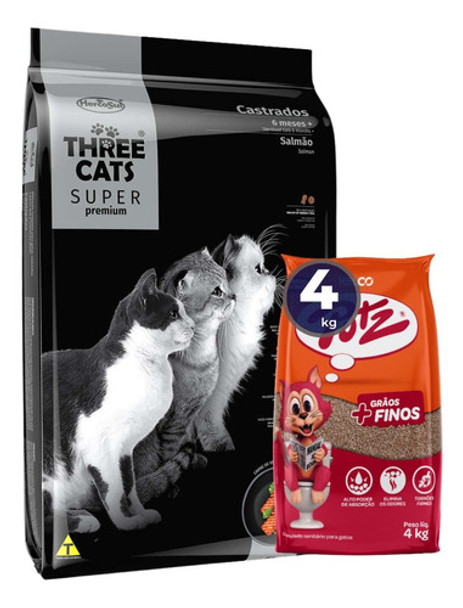 Alimento Three Cats Super Premium Castrado 10 Kg + Regalo 0