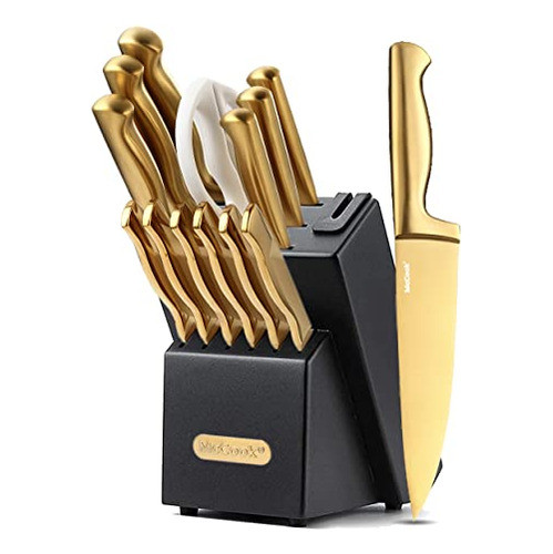 Juego De Cuchillos De Cocina 20 Piezas Titanio Dorado 0