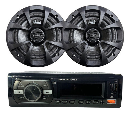 Combo Stereo Bluetooth Usb Mp3 Fm + Juego De Parlantes 6.5 0