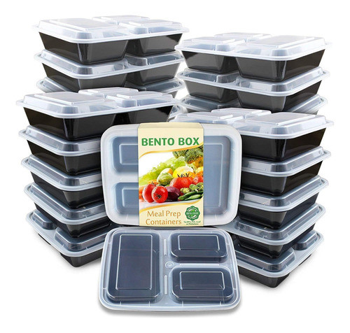 Enther Envases Comida 3 Compartimiento Tapas 36oz 0