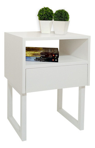 Mesa De Apoio Cabeceira Nicho Gaveteiro Square Branco Laca 0