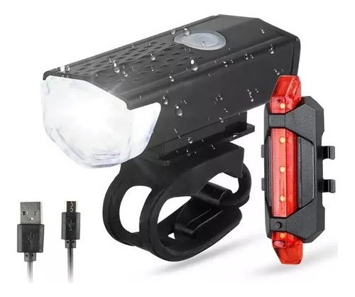 Kit De Luces Led Bicicleta Delantera Y Trasera Recargables 0
