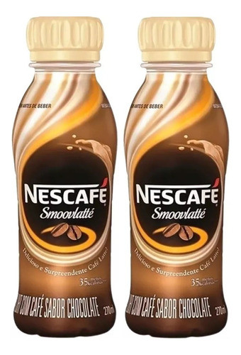 2 Bebida Láctea Nescafé Smoovlatté Fast Café Chocolate 0