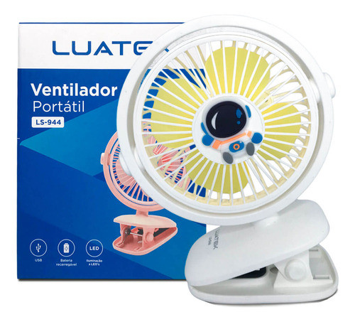 Mini Ventilador Portátil Presilha Branco 0