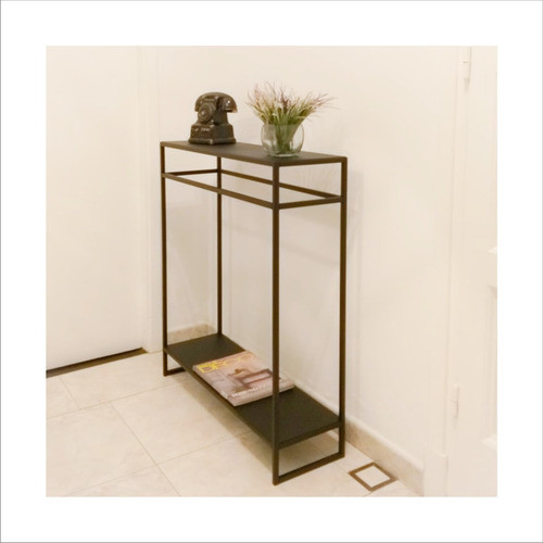 Recibidor Mesa De Arrime Negra De Diseño En Hierro 0