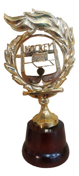 Trofeo Plástico Hockey Laurel 14,5cm Souvenir Base Madera 0