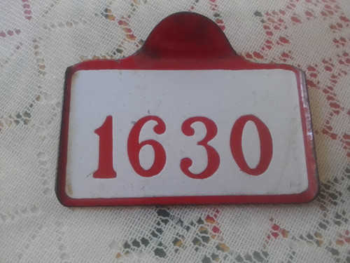 Antigua Chapa Esmaltada Omnibus Numero Guarda Conductor 0