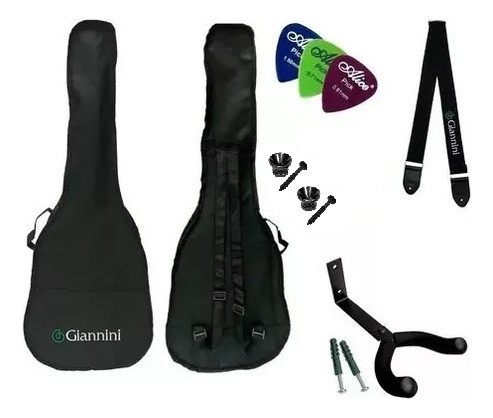 Capa Para Violão Giannini Folk Simples + Suporte + Correia 0