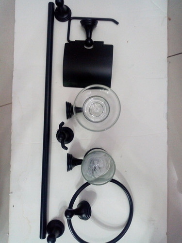 Kit Set Accesorios Para Baño Importado Color Negro 0