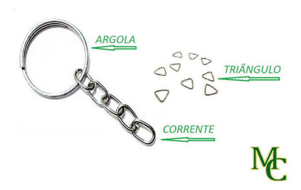 Kit 100 Corrente E Argola E Triangulo Para Chaveiro 23mm 0