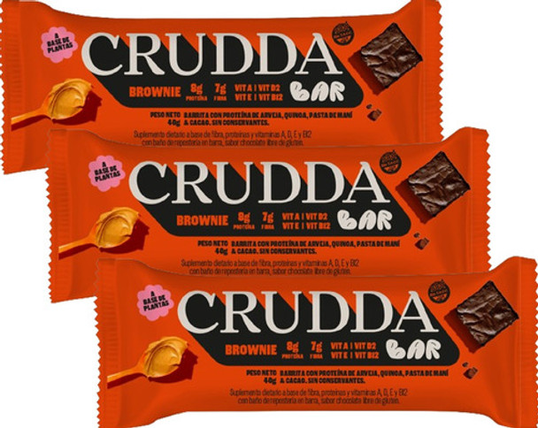 X3 Barrita Crudda Bar Sabor Brownie Sin Tacc Vegan 0