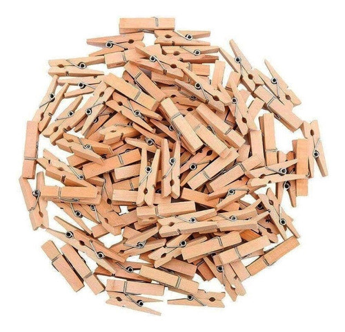 Mini Grampo Pregador Prendedor- Madeira Natural 2,5cm - 50un 0