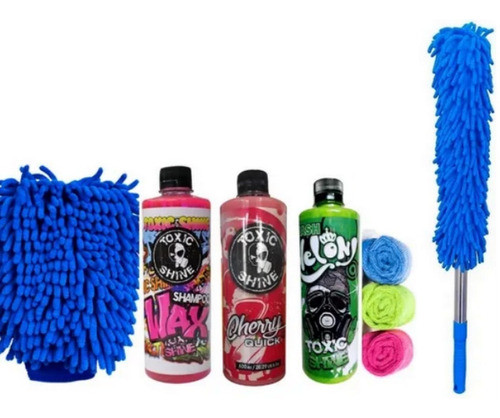 Kit De Lavado Lustre Toxic Shine 8 Pcs Plumero Completo 0