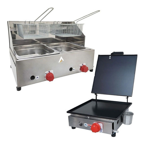 Kit Porção Chapa 30cm E Fritadeira 2 Cubas Alcamar 0