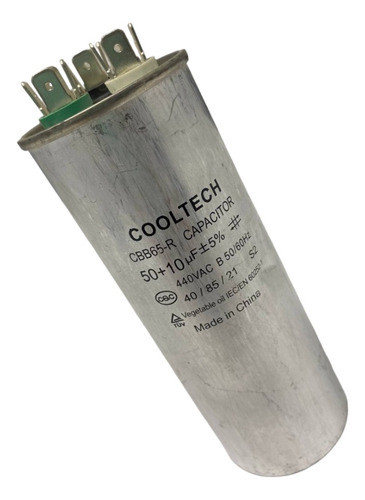 Capacitor Dual Aire Acondicionado 50+10 Mf Cooltech 440vac 0