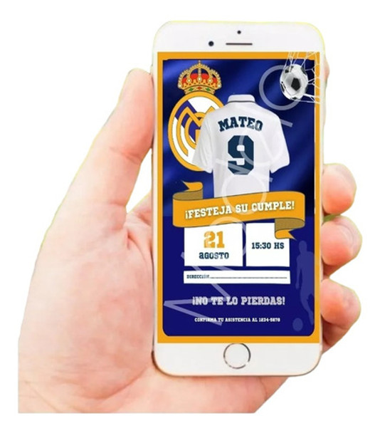 Tarjeta Invitación Digital De Cumpleaños Real Madrid 0