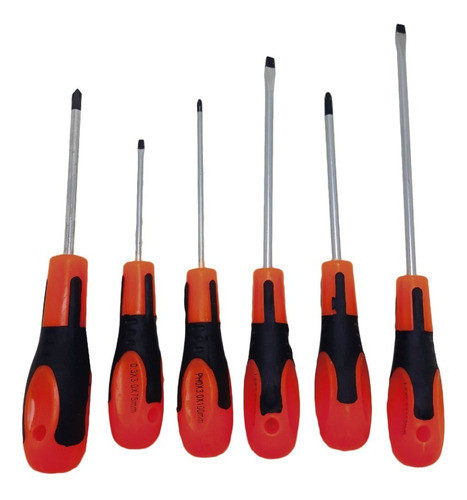 Juego Destornilladores Plano Philips 6 Unidades Con Soporte 0