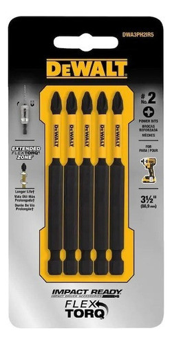 Pack X5 Puntas Dewalt Dwa3ph2ir5 Phillips Ph2 88,9mm 0