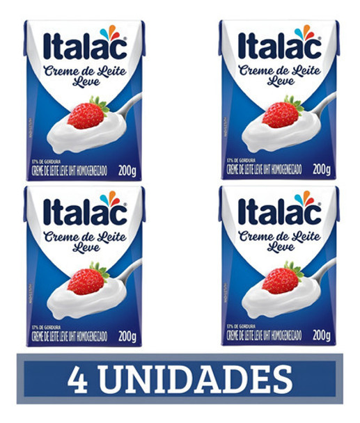 Kit 4 Creme De Leite Italac 200 0