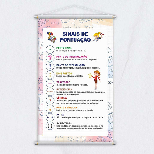 Banner Sinais De Pontuação Didático Escolar Português 80x50 0