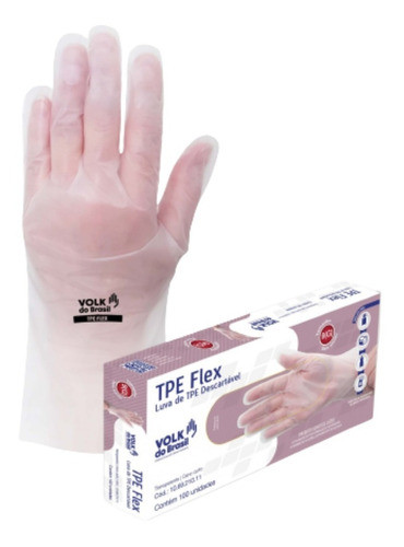2 Cxs Luva Plástica Tpe Flex Volk Translucida Tam M 0