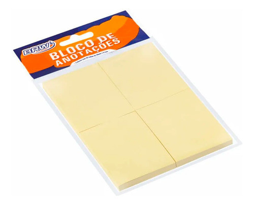 Bloco De Anotações Amarelo 38x51mm Brw 04un Com 100fls 0