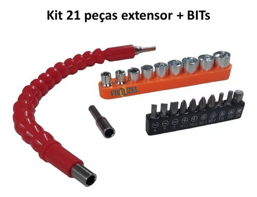 Kit Chaves/bit Prolongador Flexivel Parafusadeira Universal 0