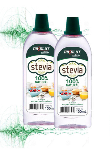 Kit 2 Adoçante 100% Natural Stevia 100ml Zero Amargor 0