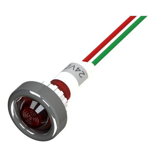 Kit C/ 2 Sinaleiro Neon Olho De Boi Vermelho 24vcc 9mm 0