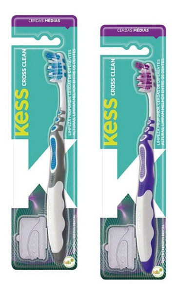 Escova Dental Cerdas Médias Cross Clean Kess 0