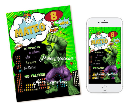 Kit Imprimible Editable Hulk 0