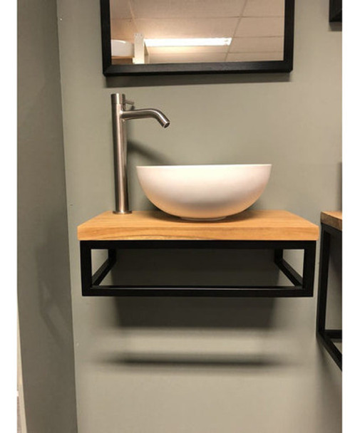 Mesada Baño Flotante Lavamanos En Hierro Y Madera Rodelarte 0