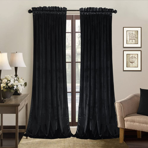 Sofjagetq Cortinas De Terciopelo Negro  Cortinas Opacas De 0