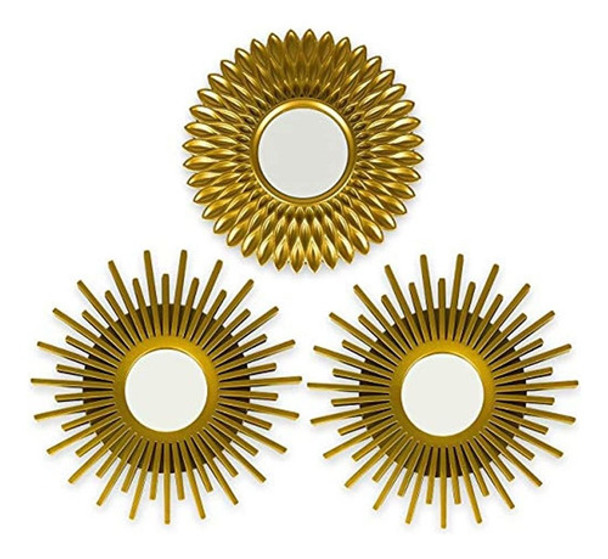 Espejos Dorados Para Pared Pack De 3 - Bonnyco | Espejos De 0