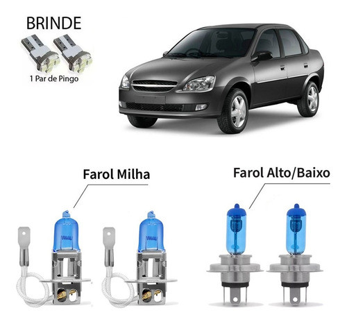 Jogo Lampadas Branca Farol Milha/baixo/alto 8500k Gm Classic 0