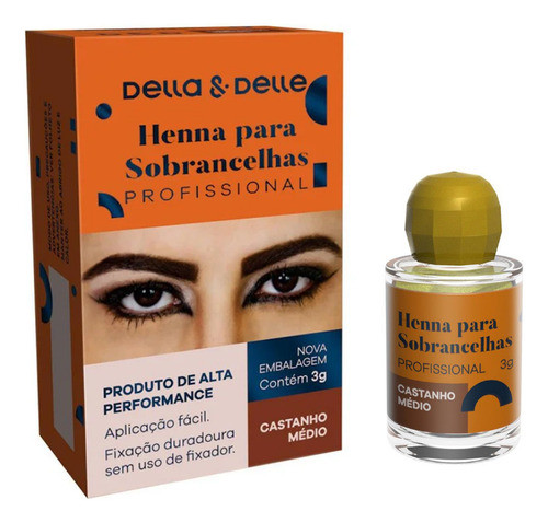 Henna Para Sobrancelha Della E Delle 3g Castanho Médio 0