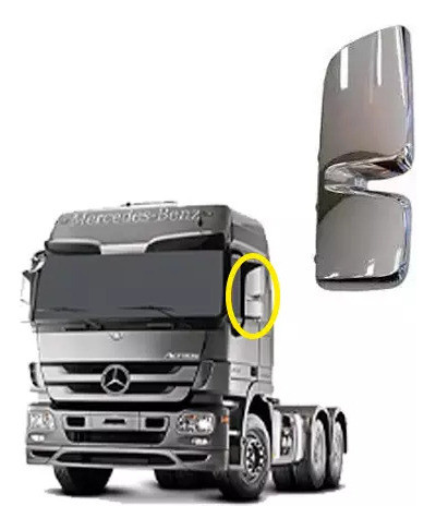 Capa Espelho Retrovisor Esquerdo Mb Actros 17 Em Diante Crom 0