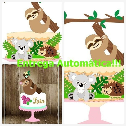 Arquivo De Corte Topo De Bolo - Preguiça - Studio 0