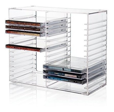 Soporte De Cd De Plastico Transparente Apilable - Contiene 3 0