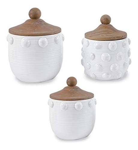 Juego De Recipientes Con Puntos Elevados Mud Pie, Blanco 0